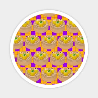 Dim Sum Funky Hong Kong Street Food with Purple and Orange Tile Floor - Pop Art Magnet